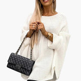 Women's sweater with boat neckline and long sleeves