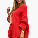 Women's sweater with boat neckline and long sleeves