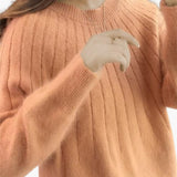 Women's Sweater with Ribbed Surface and Long Sleeves