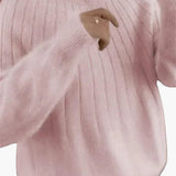 Women's Sweater with Ribbed Surface and Long Sleeves
