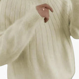 Women's Sweater with Ribbed Surface and Long Sleeves