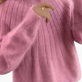 Women's Sweater with Ribbed Surface and Long Sleeves