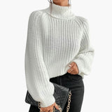 Women's sweater with a loose turtleneck and long sleeves