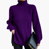 Women's sweater with a loose turtleneck and long sleeves