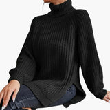 Women's sweater with a loose turtleneck and long sleeves