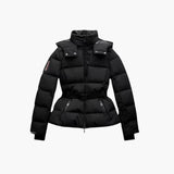 Women’s Belted Puffer Jacket with High Collar and Full Zip