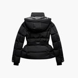 Women’s Belted Puffer Jacket with High Collar and Full Zip