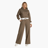Women’s Two-Piece Tracksuit Set with Hooded Top and Wide-Leg Pants