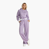 Women’s Two-Piece Tracksuit Set with Hooded Top and Wide-Leg Pants