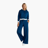 Women’s Two-Piece Tracksuit Set with Hooded Top and Wide-Leg Pants