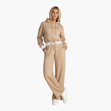 Women’s Two-Piece Tracksuit Set with Hooded Top and Wide-Leg Pants