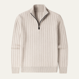 The Favignana Men's Knitted Stand Collar Ribbed Half Zip Sweater