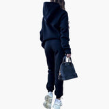 Women's Hoodie and Tracksuit Set with Drawstring and Kangaroo Pocket