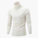Men's Turtleneck Sweater with Ribbed Surface and Long Sleeves