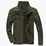 Men's Bomber Jacket with Front Zipper and Ribbed Cuff