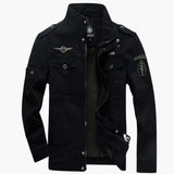 Men's Bomber Jacket with Front Zipper and Ribbed Cuff