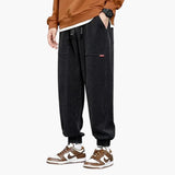 Men's Corduroy Jogging Pants with Drawstring and Side Pockets