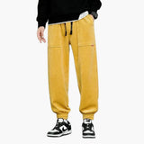 Men's Corduroy Jogging Pants with Drawstring and Side Pockets