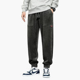 Men's Corduroy Jogging Pants with Drawstring and Side Pockets