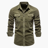 Men's Corduroy Shirt with Button Closure and Chest Pockets