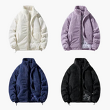 Men's Cord Jacket with Zipper and Stand-Up Collar