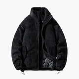 Men's Cord Jacket with Zipper and Stand-Up Collar
