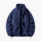 Men's Cord Jacket with Zipper and Stand-Up Collar
