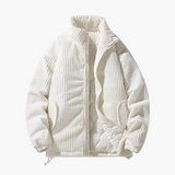 Men's Cord Jacket with Zipper and Stand-Up Collar