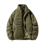 Men's Cord Jacket with Zipper and Stand-Up Collar