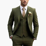 Men's Three-Piece Suit with Blazer, Vest, and Trousers