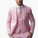 Men's Three-Piece Suit with Blazer, Vest, and Trousers