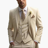 Men's Three-Piece Suit with Blazer, Vest, and Trousers