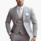 Men's Three-Piece Suit with Blazer, Vest, and Trousers