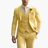 Men's Three-Piece Suit with Blazer, Vest, and Trousers