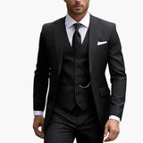 Men's Three-Piece Suit with Blazer, Vest, and Trousers
