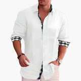 Men's Shirt with Button Placket and Check Contrast