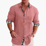 Men's Shirt with Button Placket and Check Contrast