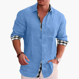 Men's Shirt with Button Placket and Check Contrast