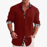 Men's Shirt with Button Placket and Check Contrast