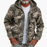 Men's Hooded Jacket with Camouflage Pattern