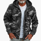 Men's Hooded Jacket with Camouflage Pattern