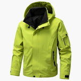 Men's Jacket with Hood, Zipper, and Multiple Pockets