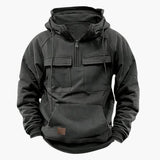 Men's Hoodie with Half Zip and Chest Pockets