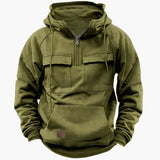 Men's Hoodie with Half Zip and Chest Pockets