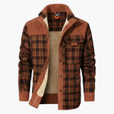 Men's Checked Jacket with Button Placket and Pockets