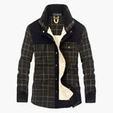 Men's Checked Jacket with Button Placket and Pockets