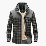 Men's Checked Jacket with Button Placket and Pockets