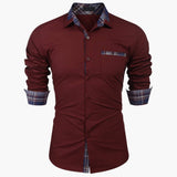 Men's Long Sleeve Shirt with Collar and Check Details