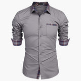 Men's Long Sleeve Shirt with Collar and Check Details