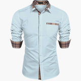 Men's Long Sleeve Shirt with Collar and Check Details